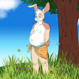 anthro belly_blush blush body_blush clothed clothing eyewear fur glasses grass hand_on_own_belly looking_down looking_down_at_self male meadow navel nipples outdoor_background outside plant pregnant pregnant_anthro pregnant_male round_glasses short_tail solo standing standing_in_grass tail tan_body tan_fur topless topless_anthro topless_male translucent translucent_clothing wearing_glasses white_body white_fur yellow_eyes rainbowrodent ty_pesh sunflower_(rainbowrodent) arthropod butterfly insect lagomorph lepidopteran leporid mammal rabbit 1:1 digital_drawing_(artwork) digital_media_(artwork) english_description