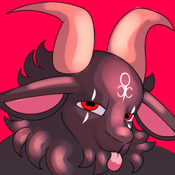anthro dummy facial_tattoo horizontal_pupils horn male pupils silly_face simple_background smug_eyes smug_face smug_grin solo symbol_tattoo tattoo thorn tongue tongue_out toony pagliaccci55 bovid caprine caprine_demon demon goat mammal 1:1 absurd_res hi_res icon