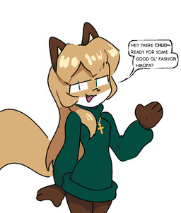 anthro female looking_at_viewer simple_background solo speech_bubble talking_to_viewer text white_background conditional_dnp filthypally averi_(fiddleafox) canid canine fox mammal