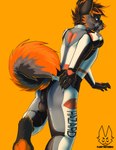 anthro clothing fluffy latex latex_clothing male solo floofthefennec canid canine canis domestic_dog mammal absurd_res hi_res