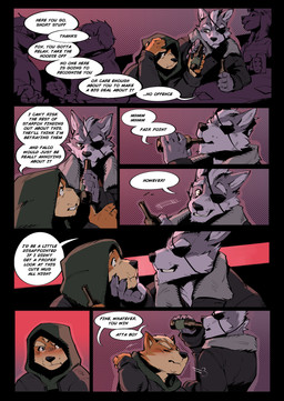 anthro bar black_clothing black_jacket black_topwear blush bottle clothing container dialogue drinking eye_patch eyewear fur green_clothing green_hoodie green_topwear grey_body grey_fur hoodie jacket male orange_body orange_fur speech_bubble text topwear mashtateos nintendo star_fox fox_mccloud wolf_o'donnell canid canine canis fox mammal wolf absurd_res comic english_text hi_res
