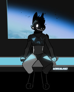 backlighting black_body blue_lighting chestplates clothed clothing cyberpunk fangs glowing glowing_eyes light looking_at_viewer machine planet rim_lighting science_fiction sitting smile smiling_at_viewer solo spacecraft teeth tuft vehicle white_eyes window protogen 4:5 absurd_res digital_drawing_(artwork) digital_media_(artwork) hi_res lighting