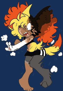 athletic_wear barefoot belly belly_rolls big_hair black_body black_bottomwear black_bra black_clothing black_eyes black_fur black_gym_shorts black_nose black_shorts black_sports_bra black_underwear blonde_hair blush blush_lines bodily_fluids boopable_snout bottomwear bra brown_hair cheek_tuft clothing cloud cute_fangs eyewear facial_tuft fangs feet female fluffy fluffy_arms fluffy_ears fluffy_hair fluffy_hips fluffy_legs fluffy_tail fur fur_growth gasp glasses growth gym_bottomwear gym_shorts hair hair_over_eye hair_over_face human_to_anthro looking_at_self looking_down mid_transformation midriff motion_lines multicolored_body multicolored_fur navel no_shading off_balance orange_body orange_fur pawpads paws pink_pawpads poof raised_leg reaching_out shocked shorts simple_background snout solo species_transformation sports_bra sportswear sweat sweatdrop tail teeth transformation transparent_background tuft two_tone_tail underwear wearing_glasses white_body white_fur wide_hips wobbling yellow_body yellow_fur demonteeth adidas nintendo pokemon rea_(demonteeth) braixen generation_6_pokemon human mammal pokemon_(species) 2021 alpha_channel colored digital_drawing_(artwork) digital_media_(artwork) hi_res sketch nonbinary_(lore)