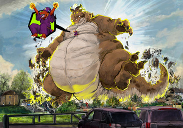 2_toes anthro belly destruction_of_property duo extreme_size_difference feet growth hair horn macro magic magician magician_hat magician_robe male size_difference tail toes aokamidu mythology alan_(blkdragon) blk_(blkdragon) dragon kobold mythological_creature mythological_scalie scalie hi_res