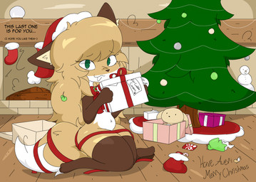 anthro box brown_ears candy candy_cane christmas_clothing christmas_decorations christmas_headwear christmas_present christmas_stocking christmas_topwear christmas_tree clothing container dessert female fireplace food fur gift green_eyes hair hat headgear headwear holding_box holding_container holding_gift holding_object holidays kneeling kneeling_on_ground long_hair looking_at_viewer ornament plant plushie ribbons santa_hat smile smiling_at_viewer snow_globe solo tail tail_motion tailwag tan_body tan_fur teddy_bear text topwear tree conditional_dnp guzzlord420 chick-fil-a christmas averi_(fiddleafox) canid canine fox mammal 2025 digital_drawing_(artwork) digital_media_(artwork) english_description english_text hi_res