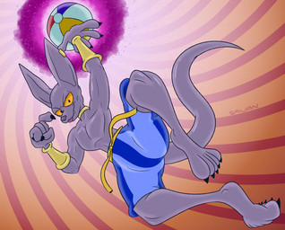 abstract_background anthro ball beach_ball bottomwear claws clothing energy fangs glistening glistening_body gold_(metal) gold_jewelry hairless hakai inflatable jewelry low-angle_view male muscular purple_body purple_skin shorts skinny smug solo swimming_trunks swimwear tail teeth thick_tail tongue tongue_out worm's-eye_view yellow_eyes gavanzude dragon_ball dragon_ball_super beerus domestic_cat felid feline felis hairless_cat mammal sphynx_(cat) alternate_version_at_paywall digital_drawing_(artwork) digital_media_(artwork) hi_res signature