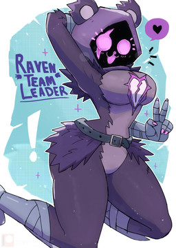 breasts female fur gesture hand_gesture heart_symbol looking_at_viewer purple_body robotic_arm smile solo speech_bubble text v_sign tonywelt epic_games fortnite raven_team_leader bear mammal 2023 absurd_res hi_res