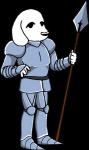 anthro armor beady_eyes biped female fur melee_weapon polearm simple_background solo spear standing transparent_background weapon white_body white_fur wingedtank undertale undertale_(series) doge_(undertale) canid canine canis domestic_dog mammal alpha_channel hi_res