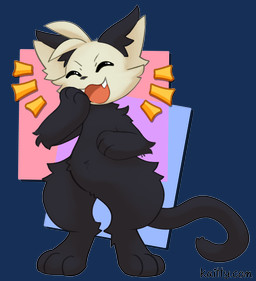 black_body black_fur dizzy ear_tuft fur laugh multicolored_body paws simple_background sticker tuft two_tone_body white_body white_fur dizzymilky felid feline mammal absurd_res hi_res