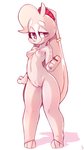 adolescent anthro blush breasts crotch_tuft ear_piercing female genitals heart_symbol inviting long_ears looking_at_viewer nipples nude piercing pussy simple_background slim small_breasts solo standing tuft young neceet canndy_(neceet) lagomorph leporid mammal rabbit absurd_res hi_res