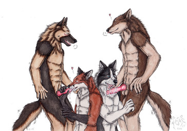 animal_genitalia animal_penis anthro anthro_on_anthro balls black_body black_fur black_nose bodily_fluids canine_genitalia canine_penis cum cum_in_mouth cum_inside cum_on_face cum_on_own_penis cum_on_penis cum_on_self erection eyes_closed fur genital_fluids genitals gloves_(marking) group handjob knot logo male male/male markings nude open_mouth orange_eyes penile penis pink_tongue red_body red_fur red_penis sex simple_background standing tan_balls tan_body tan_fur tongue tongue_out white_background white_body white_fur kola_(artist) border_collie canid canine canis collie domestic_dog fox german_shepherd herding_dog mammal pastoral_dog sheepdog wolf 2025 artist_logo dated