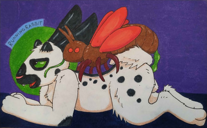 all_fours anal anal_egg_insertion anal_penetration antennae_(anatomy) anthro anthro_on_feral balls bestiality duo egg egg_in_ass egg_insertion feral feral_penetrating fur genitals insect_wings long_tongue male mind_control nude open_mouth ovipositor penetration simple_background tail tongue wings runningrabbit arthropod insect lagomorph leporid mammal rabbit absurd_res hi_res traditional_media_(artwork)