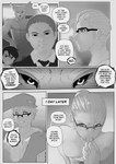 anthro canid canine comic corablue english_text eyewear forced forced_transformation gender_transformation glasses hi_res human male mammal monochrome mtf_transformation profanity speech_bubble text transformation