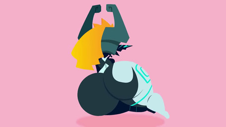 armor big_butt black_body blonde_hair bottom_heavy bubble_butt butt butt_focus clothing ear_twitch female female_humanoid floating gradient_hair green_body hair headgear headwear helmet huge_butt huge_hips humanoid_pointy_ears hyper hyper_butt lying multicolored_body music not_furry on_side pink_background pointy_ears rear_view red_hair shortstack shortstack_female simple_background solo thick_thighs voluptuous_female white_body wide_hips smuggoblin sound_warning rag_edits nintendo the_legend_of_zelda twilight_princess midna humanoid imp twili 16:9 2026 2d_animation animated digital_media_(artwork) loop motion_tweening short_playtime sound video widescreen