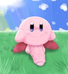 balls big_penis blush clothing cloud field footwear foreskin genitals grass light male penis pink_body pink_skin plant rainbow red_clothing red_footwear red_shoes shoes smile solo soulless_eyes star sunlight vein veiny_penis what trashmen kirby_(series) nintendo kirby alien sphere_creature waddling_head