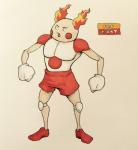 2017 alternate_color angry biped black_eyes bottomwear cheek_dots clothed clothing english_text fakemon fire firefightdex fist flaming_hair footwear front_view frown full-length_portrait generation_1_pokemon gloves handwear hatching_(art) hi_res humanoid looking_away male marco_fanjul marker_(artwork) mime mixed_media mr._mime multicolored_body muscular muscular_humanoid muscular_male nintendo not_furry open_mouth pecs pen_(artwork) pokemon pokemon_(species) portrait pseudo_clothing pseudo_hair red_body red_bottomwear red_clothing shaded shadow shoes shorts simple_background solo standing tan_body text toony topless traditional_media_(artwork) white_background white_body