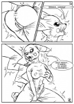 anthro anthrofied anus black_and_white breasts butt canid canine clothing comic english_text erection generation_1_pokemon genitals herm intersex ketsueki_(character) latex mammal monochrome nintendo nipples penis pikachu pokemon pokemon_(species) pokemorph pussy rodent s-nina solo tail text