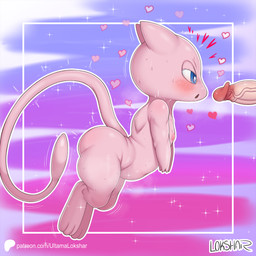 3_fingers 3_toes abstract_background anthro belly blue_eyes blush blush_lines bodily_fluids border disembodied_penis duo feet female fingers flat_chested flying fur genitals half-closed_eyes heart_symbol long_tail looking_at_genitalia looking_at_penis male male/female narrowed_eyes navel nipples open_mouth patreon_logo patreon_username penis pink_body pink_fur shaking short_arms shortstack side_view sparkles steam sweat sweatdrop tail text thick_thighs toes tremble_spikes trembling ultama_lokshar nintendo patreon pokemon generation_1_pokemon human legendary_pokemon mammal mew_(pokemon) pokemon_(species) 1:1 alternate_version_at_paywall better_version_at_paywall hi_res signature url