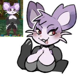 anthro big_breasts breasts buckteeth cleavage clothed clothed_anthro clothed_female clothing eyelashes female female_anthro front_view hair open_mouth open_smile purple_ears purple_hair red_eyes smile solo teeth whiskers anotherbearsimp atlyss nintendo pokemon generation_1_pokemon pokemon_(species) rattata 2024 bust_portrait portrait