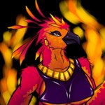 anthro clothing crop_top eyeshadow female fire knota makeup shirt topwear knotahorse european_mythology greek_mythology mythology avian mythological_avian mythological_bird mythological_creature mythological_firebird phoenix