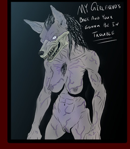 abs anthro areola black_hair border breasts chest_tuft clitoris colored_vein fangs female genitals hair looking_at_viewer navel nipples nude purple_veins red_border sharp_teeth skull_mouth solo teeth text tuft vein veiny_body veiny_breasts veiny_pussy wallcroft666 canid canine mammal undead 2026 english_text hi_res