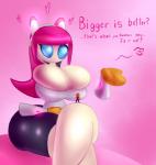 big_breasts big_butt blue_eyes breasts butt duo female floating_hands hair heart_symbol huge_breasts machine macro not_furry pink_hair text white_body white_skin hellrice kirby:_planet_robobot kirby_(series) nintendo susie_(kirby) human mammal robot english_text hi_res