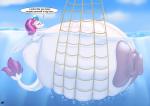 areola big_breasts breasts bubble dialogue female huge_breasts hyper hyper_breasts nipples non-mammal_breasts outside partially_submerged side_view solo text water 09hankris blues64 friendship_is_magic hasbro my_little_pony my_little_pony:_the_movie_(2017) queen_novo_(mlp) fish marine seapony_(mlp) 2019 absurd_res english_text hi_res