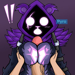 anthro armor big_breasts big_penis blush blush_lines breast_grab breast_play breasts clothing duo female genitals hand_on_breast hood male penis purple_eyes relaxing sex smile smug surprised titfuck party_hat_pyro epic_games fortnite raven_team_leader 1:1 hi_res