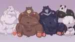 anthro anus balls belly black_body black_nose brown_body butt flaccid genitals group kemono male male/male moobs navel nipples overweight overweight_male penis scar simple_background sitting white_body yuuya333 bear black_bear brown_bear giant_panda mammal moon_bear polar_bear ursine 16:9 2021 widescreen