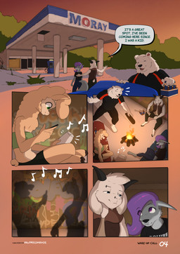 abandoned_building alcohol anthro bedding beer beverage blanket clothed clothing dancing dialogue ear_piercing electronics eyebrow_piercing facial_piercing female fire gas_station group laugh male music nose_piercing phone piercing sitting smile speaker standing text conditional_dnp pawpadcomrade abbey_walker_(pawpadcomrade) chester_(pawpadcomrade) noah_(pawpadcomrade) sadie_(pawpadcomrade) alpaca bear bovid camelid canid canine canis caprine goat mammal polar_bear ursine wolf comic english_text hi_res