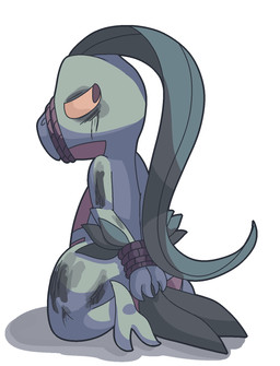 ambiguous_gender bdsm bondage bound grumpy leaf leaf_tail looking_back simple_background solo submissive submissive_ambiguous tail eeveeheart151 nintendo pokemon generation_3_pokemon grovyle pokemon_(species) hi_res