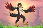 3_toes anthro beak erection feathered_wings feathers feet genitals male navel nude pecs penis sex simple_background solo tail tail_feathers toes wings neofi breath_of_the_wild nintendo the_legend_of_zelda ceanoth avian bird 3:2 digital_drawing_(artwork) digital_media_(artwork) hi_res