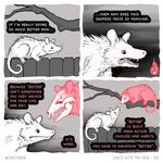 1:1 ambiguous_gender american_opossum bone branch comic dialogue duo english_text feral fur mammal marsupial outside sharp_teeth skull skullbird spirit teeth text virginia_opossum