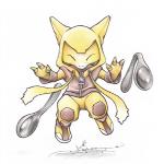 ambiguous_gender clothing cosplay costume evolutionary_family feral footwear hoodie jacket pokemon_costume shoes solo topwear itsbirdyart nintendo pokemon abra alakazam generation_1_pokemon pokemon_(species) 1:1 colored_pencil_(artwork) traditional_media_(artwork)