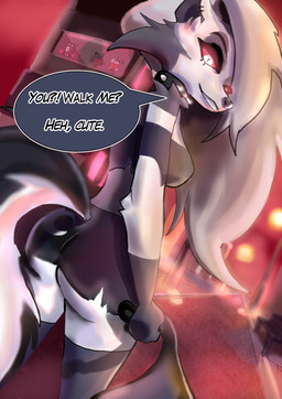 ambiguous_gender anthro bdsm black_bottomwear black_clothing black_shorts bottomwear breasts butt city clothed clothing collar crop_top detailed_background dialogue eyelashes female female_focus fluffy fluffy_tail fur grey_body grey_clothing grey_crop_top grey_fur grey_hair grey_shirt grey_topwear group hair horn leash leashed_viewer legwear long_hair long_tail looking_at_viewer looking_back looking_back_at_viewer multicolored_body multicolored_fur off_shoulder petplay red_sclera roleplay shirt shorts smile snout solo_focus spiked_collar spikes tail text thigh_highs topwear two_tone_body two_tone_fur white_body white_eyes white_fur muggymelon hellaverse helluva_boss mythology blitzo_(helluva_boss) loona_(helluva_boss) millie_(helluva_boss) moxxie_(helluva_boss) canid canid_demon canine demon demon_humanoid hellhound horned_humanoid humanoid imp mammal mythological_canine mythological_creature 2025 digital_drawing_(artwork) digital_media_(artwork) english_text hi_res