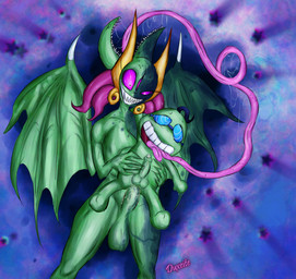 ambiguous_gender anal anal_penetration balls big_female bodily_fluids cum cum_in_ass cum_inside dominant duo ears_back erection genital_fluids genitals green_body henchmen horn intersex intersex/male licking magic_user male monster_girl_(genre) penetration penis pivoted_ears precum smile submissive submissive_male tongue transformation wings witch duxeite bluesky_(social_media) mario_and_luigi_(series) mario_bros nintendo fawful femengumisi cryptid humanoid monster hi_res signature