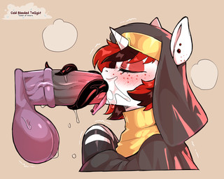 1_horn animal_genitalia animal_penis balls big_penis black_hair black_tongue bodily_fluids clothing disembodied_penis duo equine_genitalia equine_penis eyelashes eyes_closed female female_feral female_focus female_penetrated feral freckles fur genital_shot genitals hair headgear headwear highlights_(coloring) horn huge_penis long_tongue male male/female male_penetrating male_penetrating_female nun nun_habit penetration penis penis_shot piercing pink_tongue red_hair religious_clothing religious_headwear saliva saliva_on_penis sex side_view solo_focus sweat sweaty_genitalia sweaty_penis tentacle_tongue tentacles tentacles_from_mouth tongue tongue_piercing tongue_wrap white_body white_ears white_fur white_horn cold-blooded-twilight friendship_is_magic hasbro my_little_pony mythology lilith_(zajice) twilight_sparkle_(mlp) demon equid equine horse mammal mythological_creature mythological_equine pony unicorn 2025 5:4 hi_res