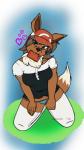 anthro clothing hat headgear headwear heart_symbol object_in_mouth panties pokedex pokemorph underwear conditional_dnp grinn3r nintendo pokemon pokemon:_let's_go elaine_(pokemon) partner_eevee pokemon_trainer canid canine eevee generation_1_pokemon mammal pokemon_(species) 2018