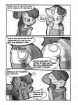 2017 3:4 anthro anthrofied apple_bloom_(mlp) breasts butt cheerilee_(mlp) cleavage clothed clothing comic confederate_flag dialogue english_text equid equine female friendship_is_magic hasbro heart_symbol horn horse mammal monochrome my_little_pony mythological_creature mythological_equine mythology pony scootaloo_(mlp) speech_bubble sweetie_belle_(mlp) teeth text theburningdonut underwear unicorn