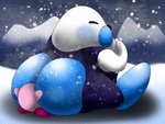 anthro big_butt blush butt duo facesitting male male/male sitting_on_another snow amateurcooper kirby_(series) nintendo kirby mr._frosty_(kirby) mammal marine pinniped seal 4:3