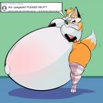1:1 ?! anthro areola belly belly_blush big_belly big_breasts big_outie_navel biped blush body_blush breasts canid canine cellphone clothing digital_media_(artwork) dipstick_tail electronics english_text female fox fur hi_res hoodah huge_belly huge_breasts hyper hyper_belly hyper_pregnancy legwear lol_comments mammal markings mostly_nude multicolored_tail navel nipple_outline nipple_tape open_mouth outie outie_navel pasties phone pregnant pregnant_anthro pregnant_female solo standing tail tail_markings tape text thigh_highs white_body white_fur zera_(titsunekitsune)