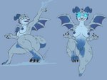 anthro breasts butt claws female horn magic simple_background solo spikes wide_hips wings lugen_kobold kobold scalie hi_res