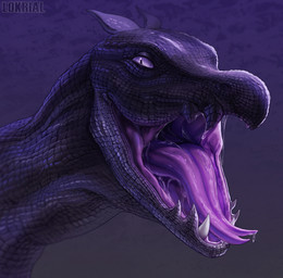 anthro biped black_body black_scales bodily_fluids drooling facial_markings grey_body grey_scales head_markings male markings mask_(marking) mouth_shot open_mouth purple_eyes purple_markings red_body red_markings red_scales saliva scales lokrial nintendo pokemon fan_character saul_ashle generation_7_pokemon hybrid pokemon_(species) salandit salazzle scalie absurd_res hi_res
