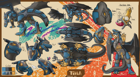 4_fingers 4_toes anus black_anus black_body black_tongue black_wings blue_body claws feet female feral fingers genitals machine membrane_(anatomy) membranous_wings open_mouth screen screen_face simple_background solo strapon teeth toes tongue vulva wings yellow_claws yellow_eyes yellow_vulva bicikliszelep mythology tekla_(dewith) ych_(character) dragon mythological_creature mythological_scalie robot scalie synth_(vader-san) 2025 absurd_res hi_res model_sheet