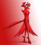 anthro avian beak bedroom_eyes bird eyebrows eyelashes feather_6 feathered_wings feathers feet female genitals half-closed_eyes narrowed_eyes nude pose pussy seductive simple_background solo talons toes true_fire whitephoenix52 wings