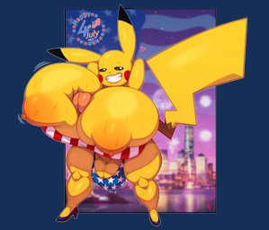 anthro areola autotitfuck backsack ball_bra balls big_balls big_breasts bikini bodily_fluids breast_play breasts building bulge city city_background clothing footwear genitals glans gynomorph high_heels holidays huge_breasts humanoid_genitalia humanoid_penis hyper hyper_breasts intersex masturbation modern_architecture new_york_city nipples penile penile_masturbation penis shoes skyscraper solo sweat swimwear thick_thighs tight_clothing two-piece_swimsuit world_trade_center walter_sache 4th_of_july nintendo pokemon generation_1_pokemon pikachu pokemon_(species) 2025 absurd_res alpha_channel dated hi_res busty_boy_(lore)