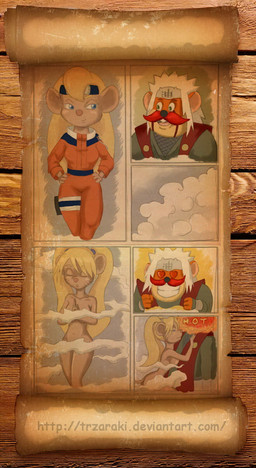 accessory anthro blonde_hair blue_headband clothed clothed_anthro clothed_female clothed_male clothing cloud cloud_censor convenient_censorship cosplay crossover_cosplay duo female female_anthro hair headband heart_eyes heart_symbol male male/female male_anthro nude nude_anthro nude_female orange_clothing scroll text white_hair vylfgor chip_'n_dale_rescue_rangers disney naruto gadget_hackwrench mammal mouse murid murine rodent 2014 comic crossover digital_media_(artwork) hi_res url