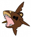 ambiguous_gender black_eyes brown_body brown_skin feral fin nude open_mouth parody sharp_teeth simple_background solo teeth white_background unknown_artist nintendo pokemon pedobear bear fish generation_3_pokemon hybrid mammal marine pokemon_(species) shark sharpedo meme