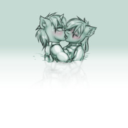 anthro blush breast_squish breasts clothing collar duo ear_piercing female glue handwear horn kissing mittens piercing rising_glue squish krd mythology tight_fit_(oc) equid equine horse mammal mythological_creature mythological_equine pony unicorn 2022 absurd_res hi_res