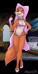 anthro breasts clothing collar female fur gloves handwear looking_at_viewer nipples orange_body orange_fur skimpy_underwear solo tail horsen disney robin_hood_(disney) maid_marian canid canine fox mammal red_fox true_fox hi_res